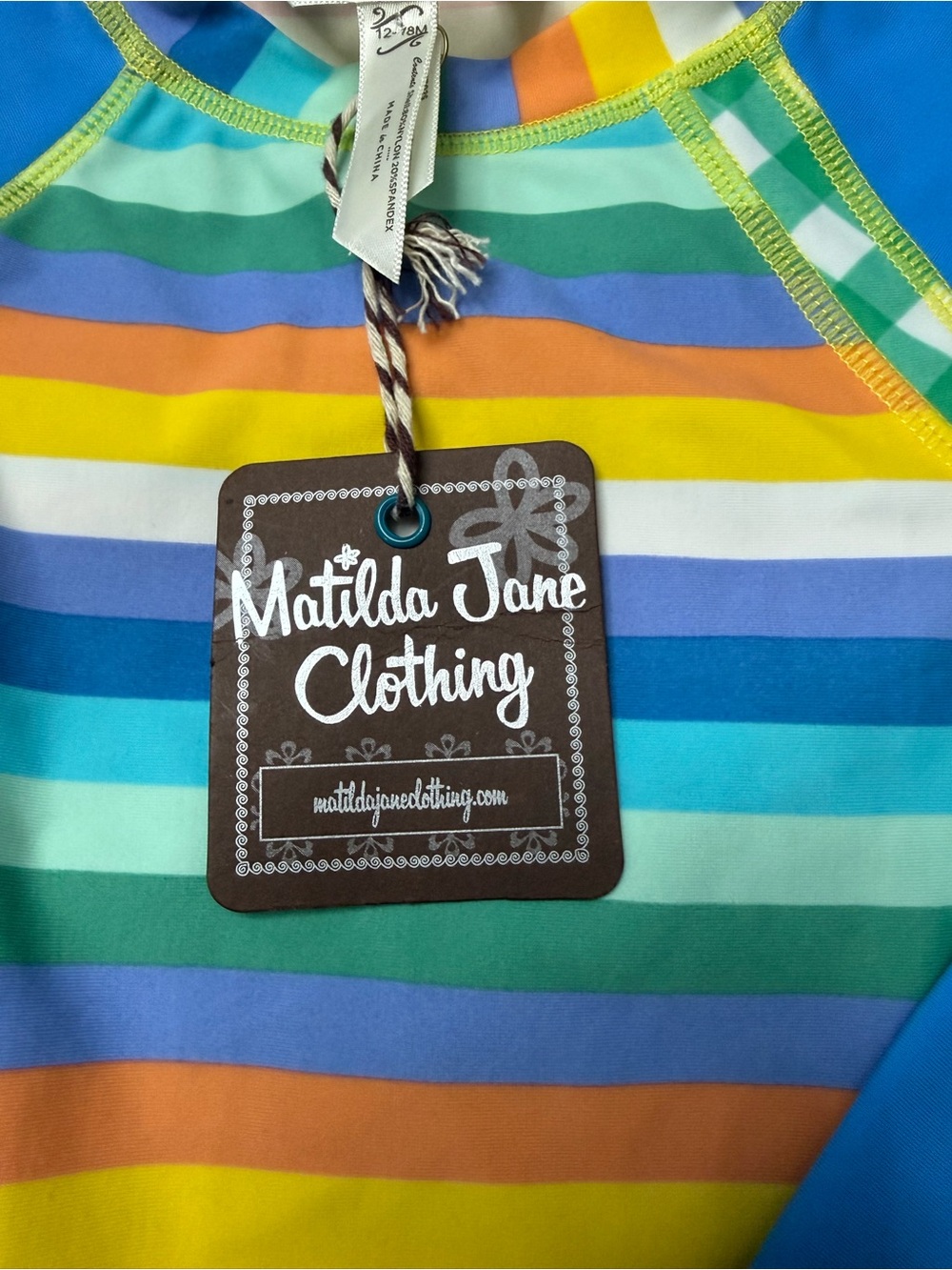 NWT Matilda Jane Kids' Long Sleeve Stripe Rash Guard - Blue Multi - Picture 2 of 4